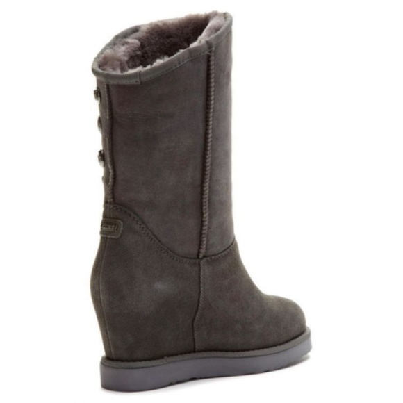 Sheepskin WEDGE Studded Boots 8 NEW! Shearling Fur - Picture 4 of 7